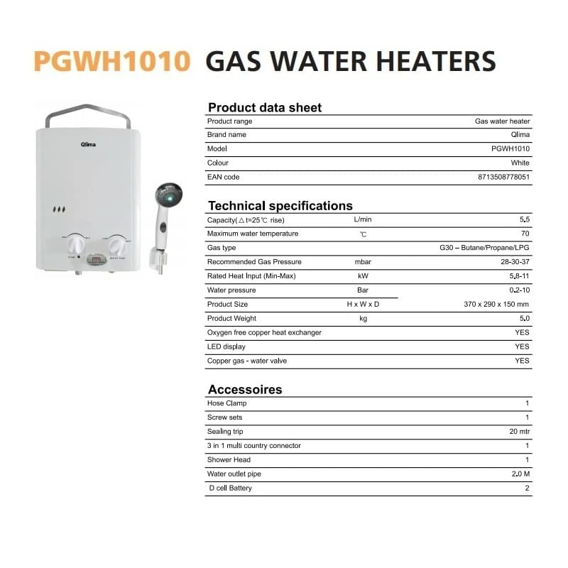 Qlima PGWH1010 Mobiele Geiser 4 Qlima PGWH1010 Mobiele Geiser - Afbeelding 4