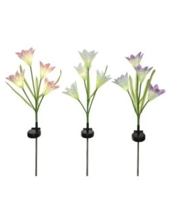 Decoris LED Solar Lelie 3kl.ass Buiten Dia10x65cm Warm Wit