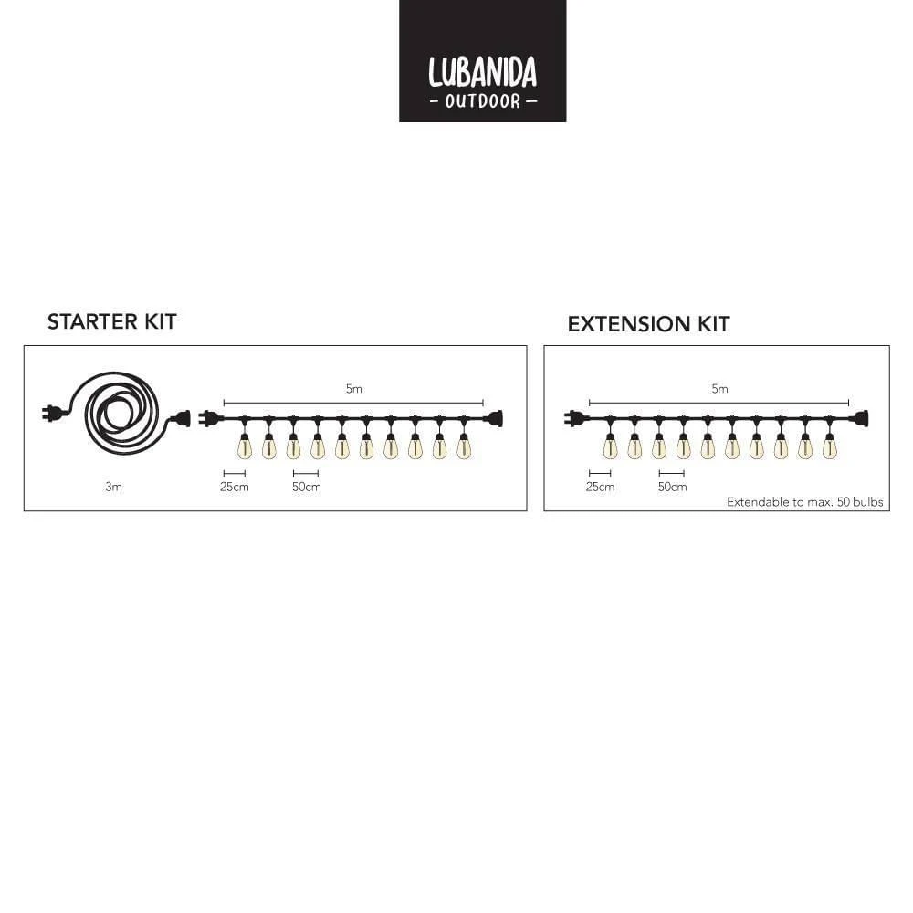 LEDR Premium Patio Lights Edison Extension Kit 2 LEDR Premium Patio Lights Edison Extension Kit - Afbeelding 2