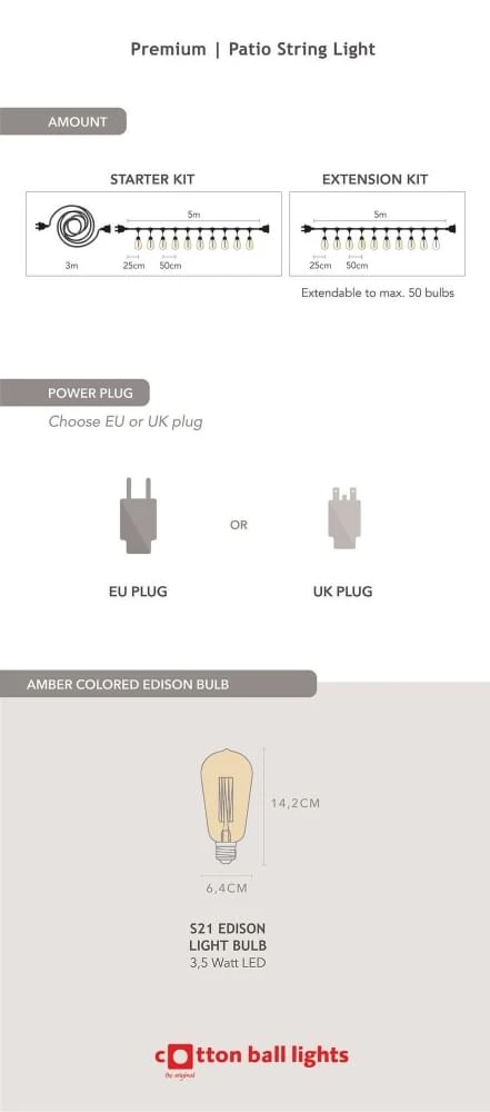 LEDR Premium Patio Lights Edison Starter Kit 6 LEDR Premium Patio Lights Edison Starter Kit - Afbeelding 6