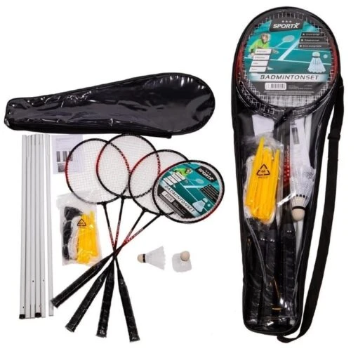Sportx Badmintonset; 4 Rackets, Net En 3 Shuttles -Klean Kanteen Winkel 79685 sportx badmintonset4 racketsnet en 3 shuttles